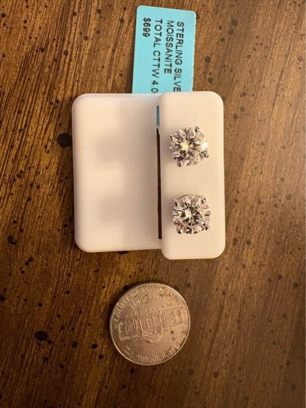 Sterling Silver 4.0 CTW Moissanite Stud Earrings